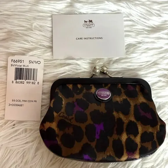 NWT Coach y2k Sis Ocelot Cheetah Kisslock Coin Purse - Picture 3 of 9